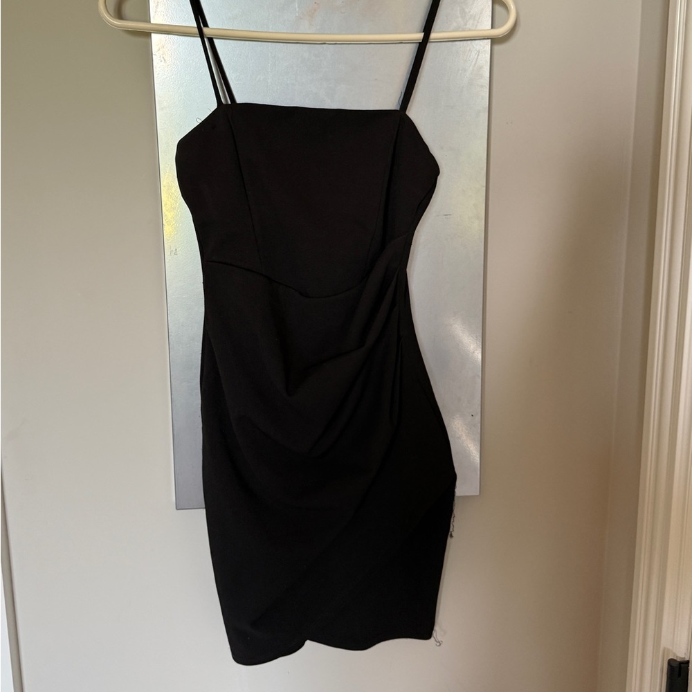 Runched Mini Black Dress
